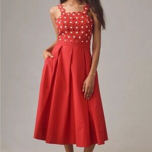 Anthropologie Maeve Crochet Halter Poplin Midi Dress Size 2